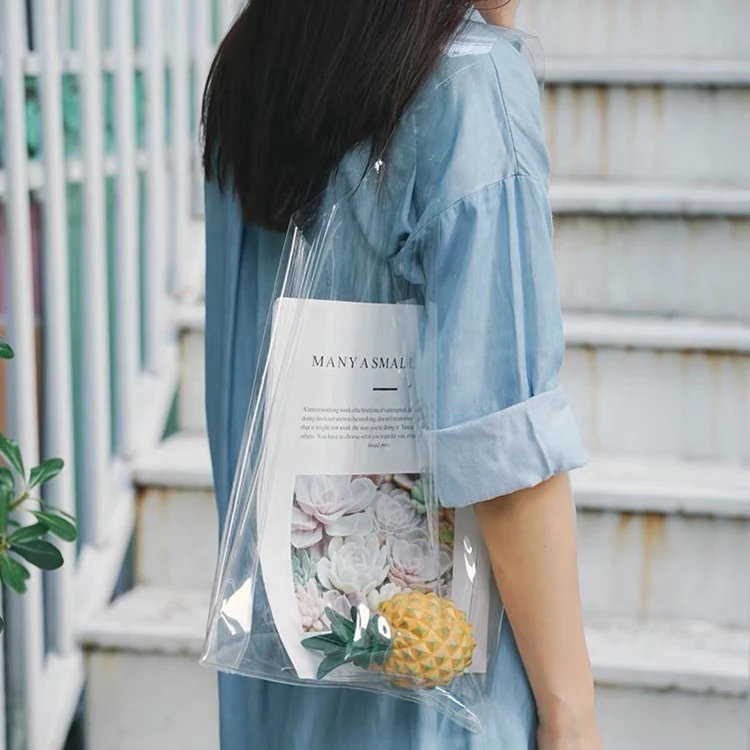 Good quality reusable strong custom logo transparent pvc shopping bag