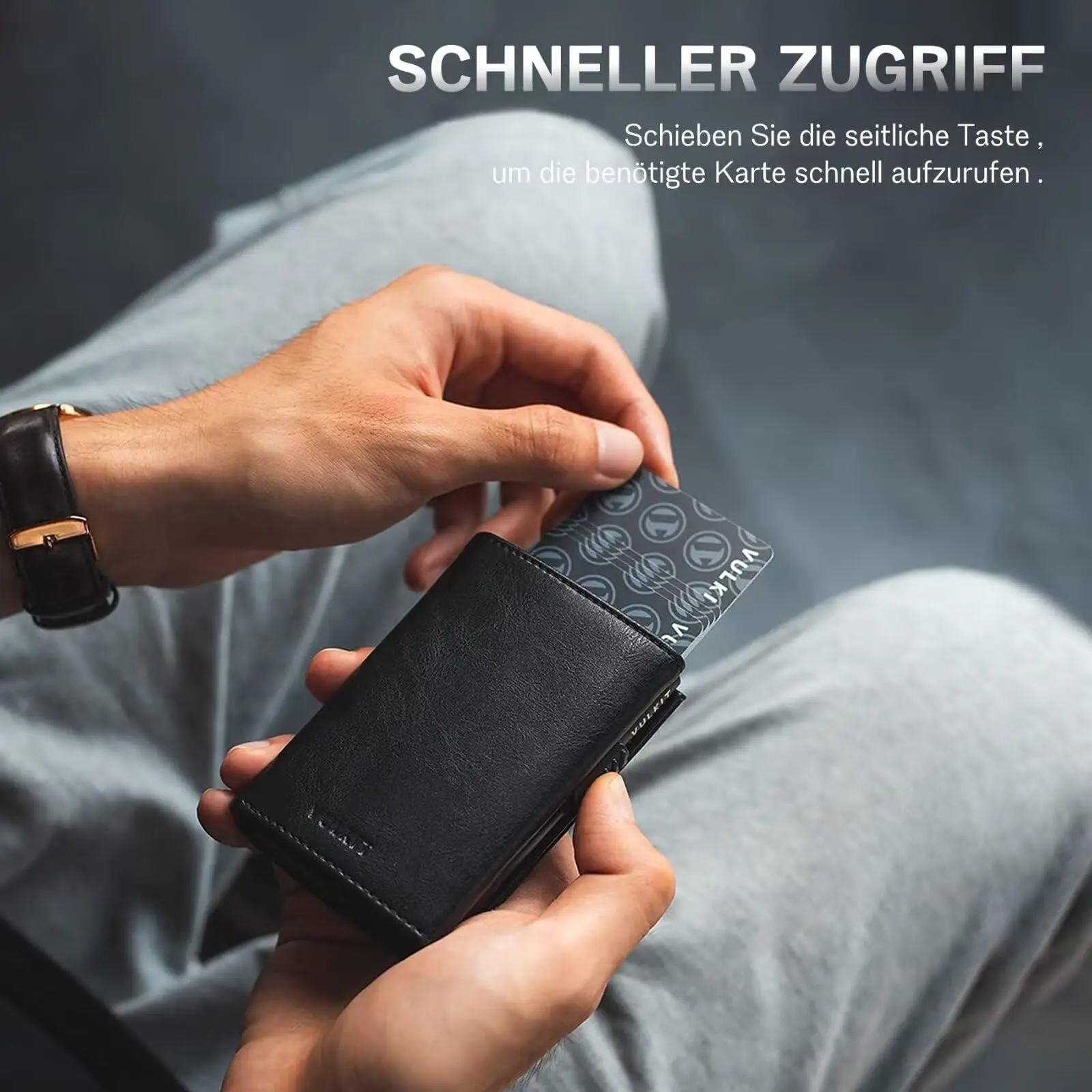 Leather Wallet with Coin Pocket  RFID Blocking Aluminum Protection Card Holder Small Mini Slim Wallet Pop Up Card Holder