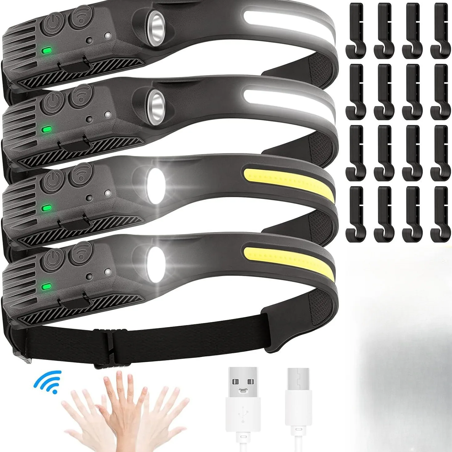 Super Bright High Power COB Motion Sensor Widen Beam Rechargeable Waterproof Headlamp For emergency