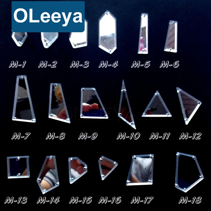 OLeeya High Shiny Over 35 Colors Silver Strass Flat Back Acrylic Mirror Sew on Rhinestones With Holes for Dancing Clothes
