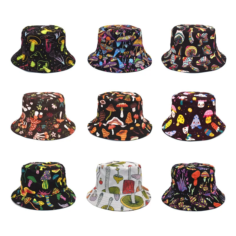 Best Sale 60s Hippie Reversible Mushroom Bucket Hat