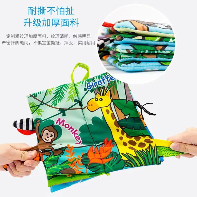 Wholesale Soft Baby Washable Book Ocean Farm Jungle tail Animals story book baby soft Fabric cloth book for Baby Toy