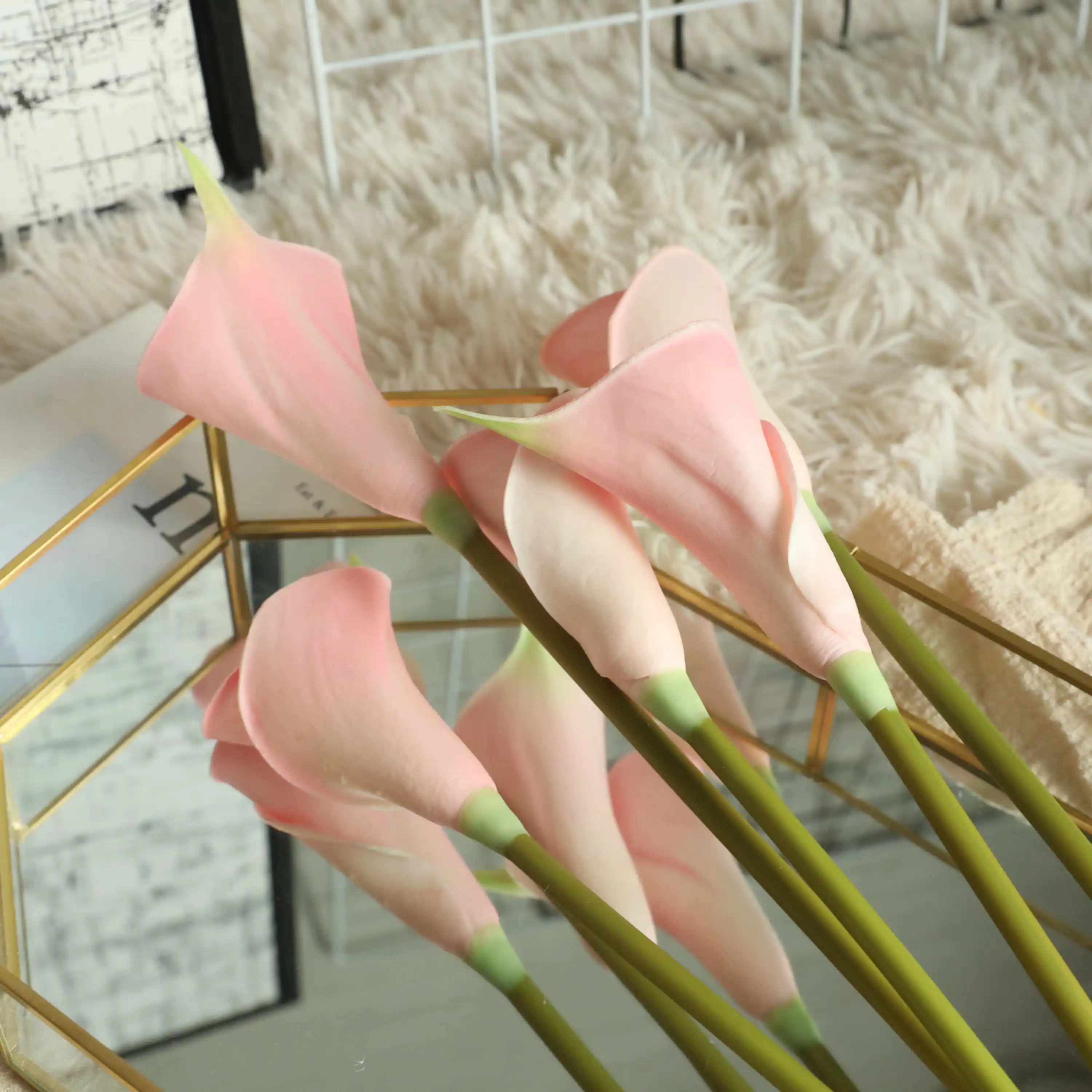 Single Flower Artificial PU Calla Lily Flower For Wedding Home Decoration