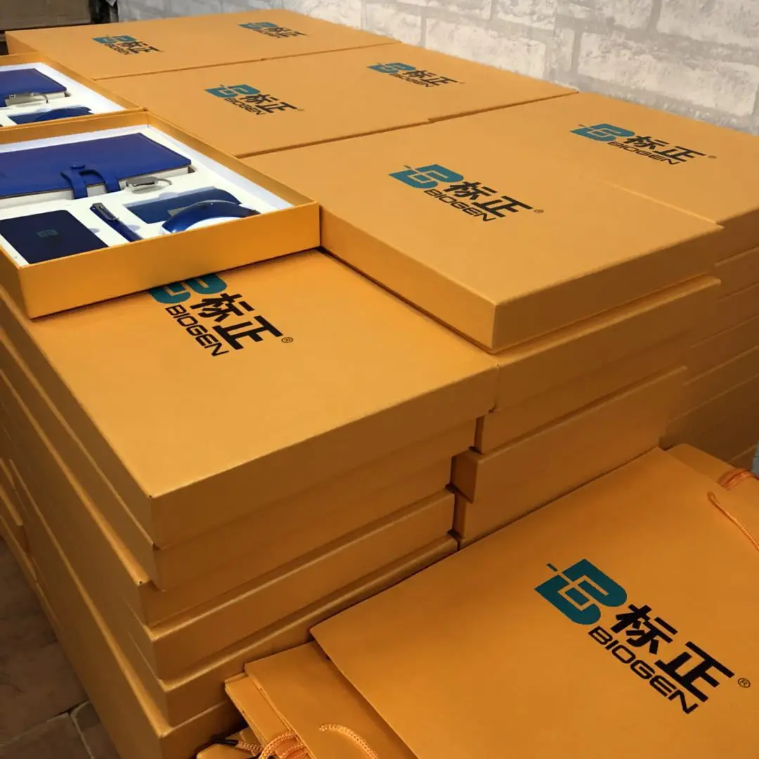 Business Corporate 7 sets gift box pen & usb flash drive & with wireless mouse power & bank and puleather diary notebook