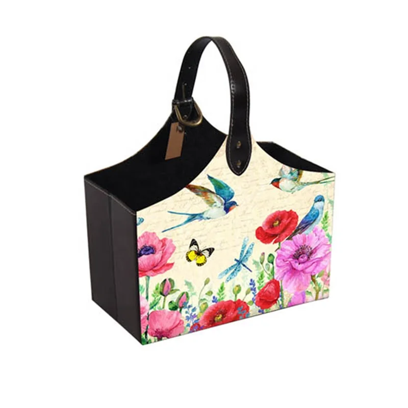 2021 Spring Topic Home Decor Ornament  Foldable Newspaper Basket Cardboard with PVC Printing  Magazine Holder