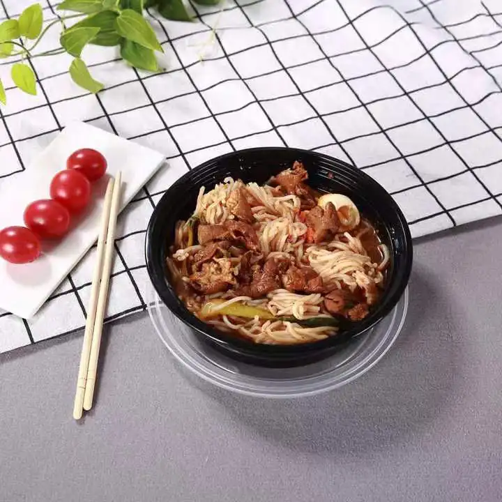 16oz 24oz High quality round plastic disposable food container Custom Logo OEM round disposable containers with lids for food