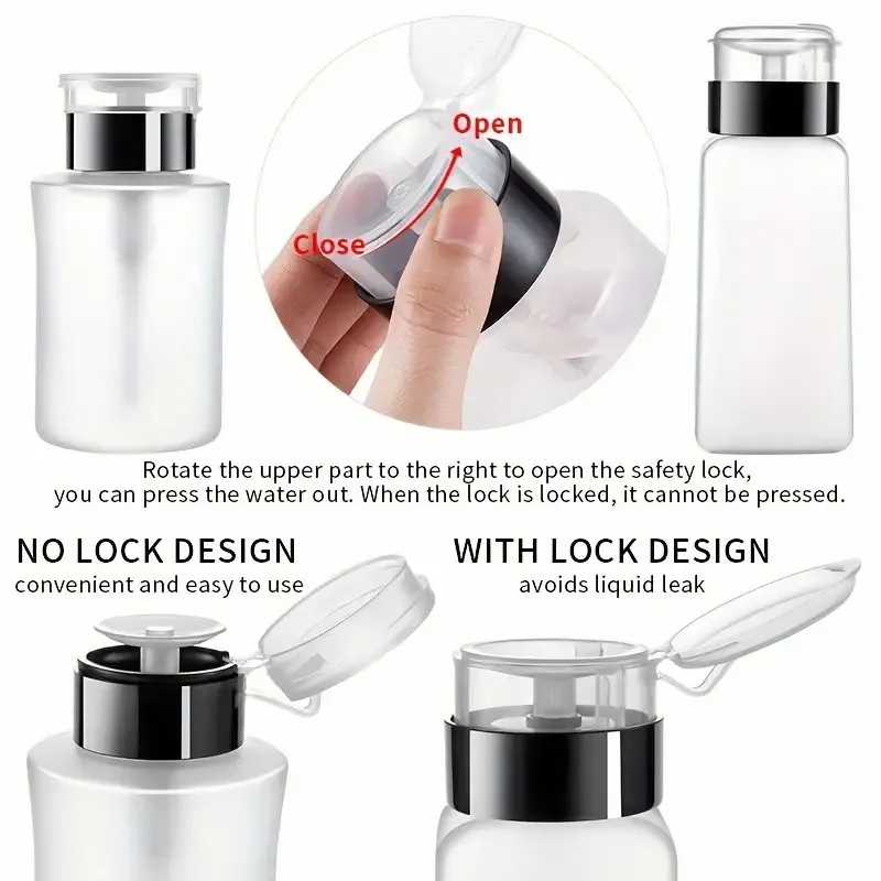 Travel Portable Liquid Dispenser Pump Bottle 2.03/5.07/6.09/8.45oz Push Down Empty Pump Bottle