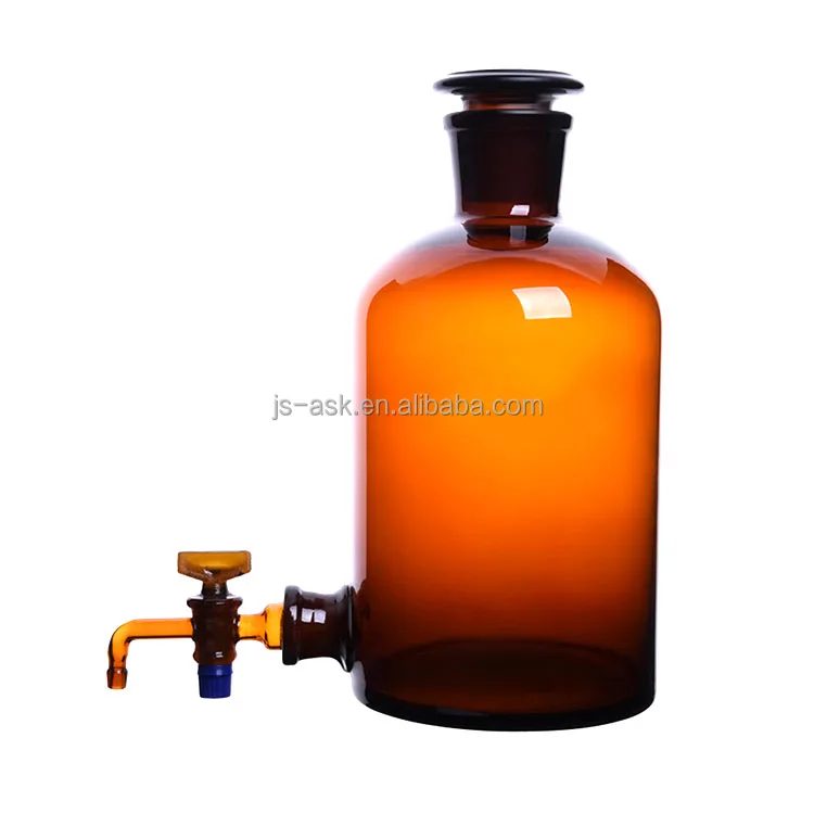 ASK Manufacture 2.5L-20L White Brown Sparkling Wine Bottle With Piston High Borosilicate 3.3 Glass Faucet Bottles