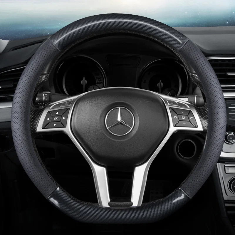 Automobile supplies new carbon fiber leather automobile steering wheel handle cover is directly supplied by the manufacturer