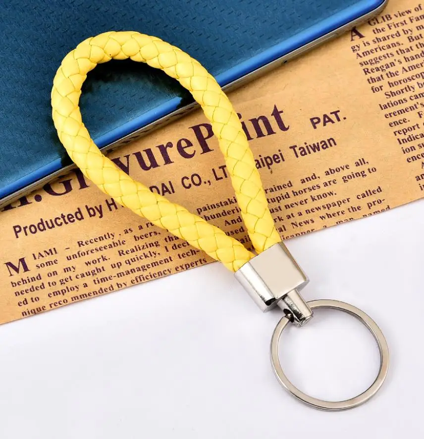 PU Leather Braided Woven Rope Keychain DIY Bag Pendant Key Chain