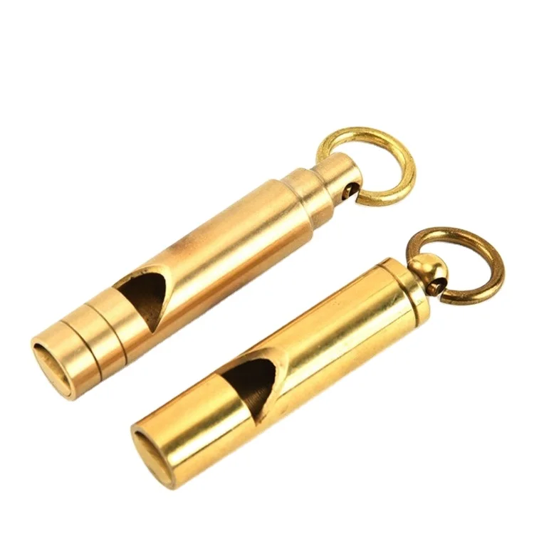 Custom Laser logo Emergency escape referee whistle with Key ring handcraft Pure Brass whistles metal Whistles