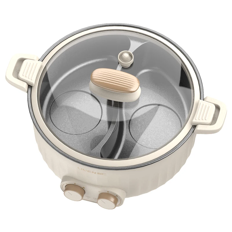 Multifunction Auto Temperature Control Non-stick Coating Electric Skillet Double Flavor Hot Pot Dual Pots