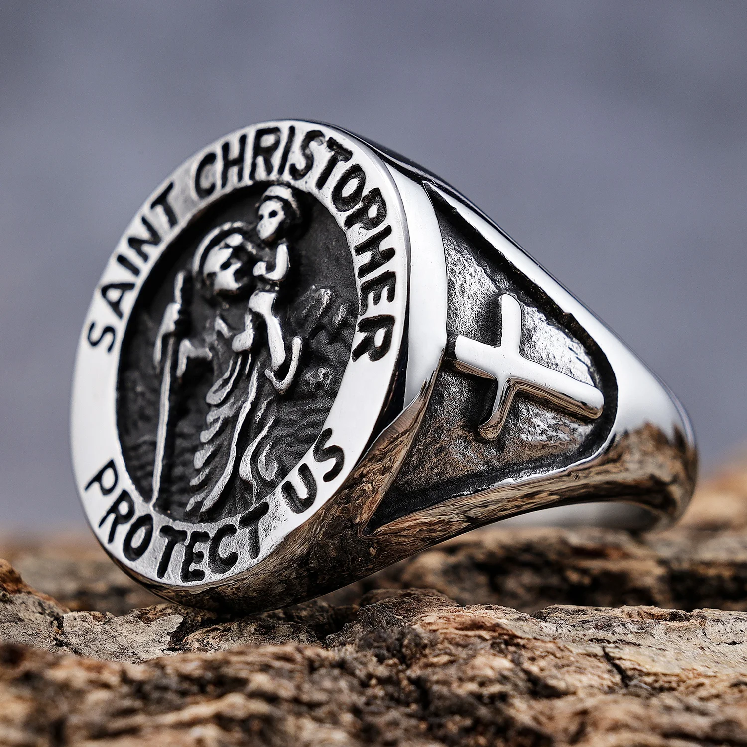 StainlessSteelfashion ювелирные изделия кольца Святого Кристофера флорианская кольцевая медаль великий защитник Архангел победивший амулет