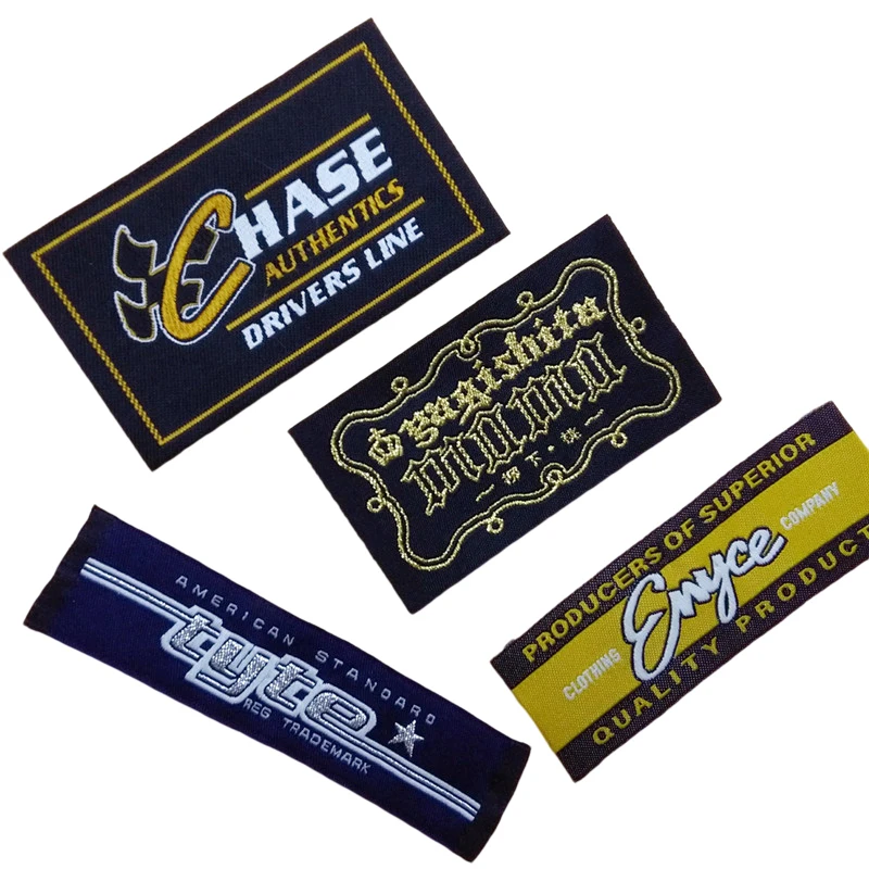 Модный логотип, высокая плотность, дамасский атлас, основной размер, шея, ткань, этикетка, одежда, тканые этикетки для одежды