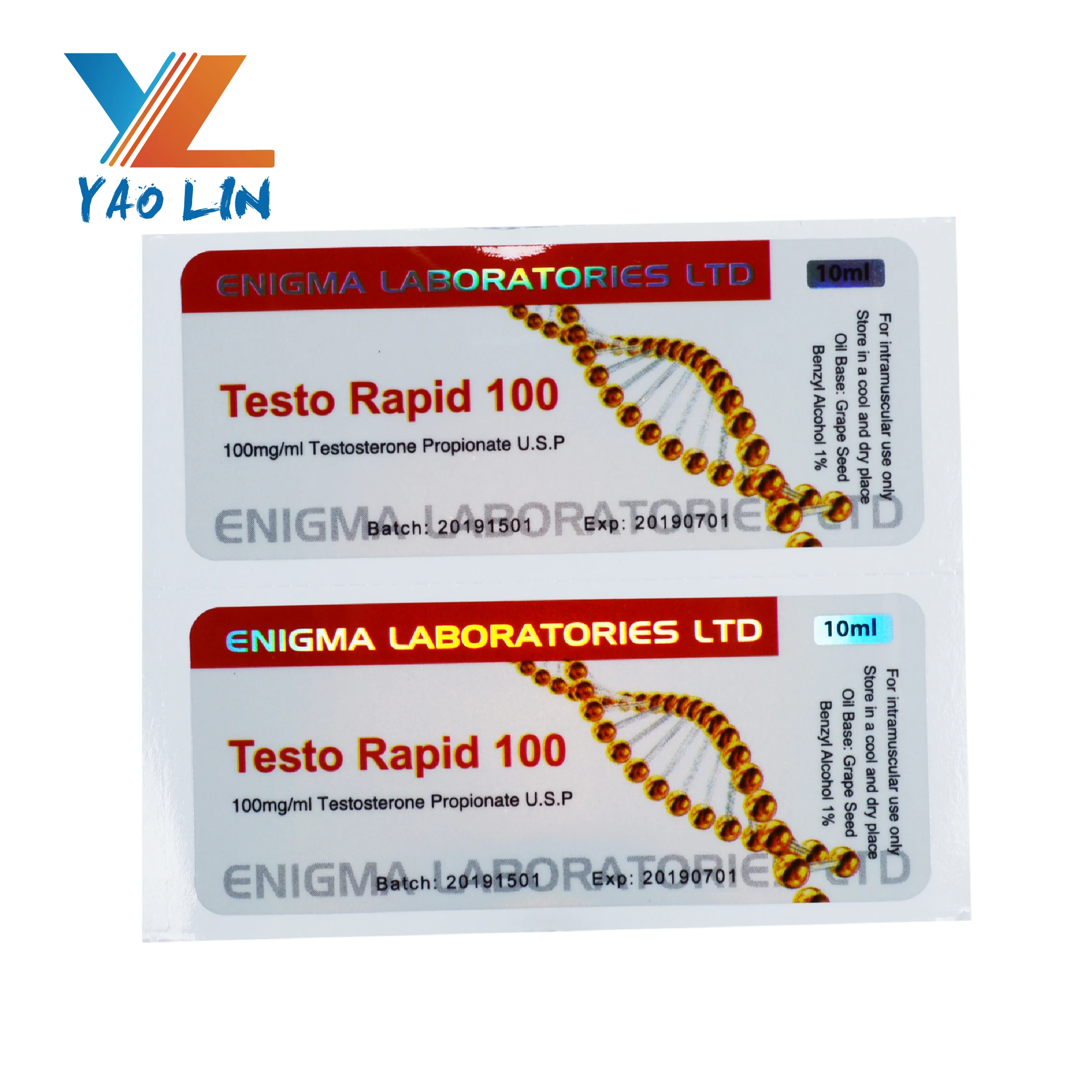 Free Design Steroid Pharma Hologram Vial Labels Custom print professional labs hologram Test E Cypionate steroid