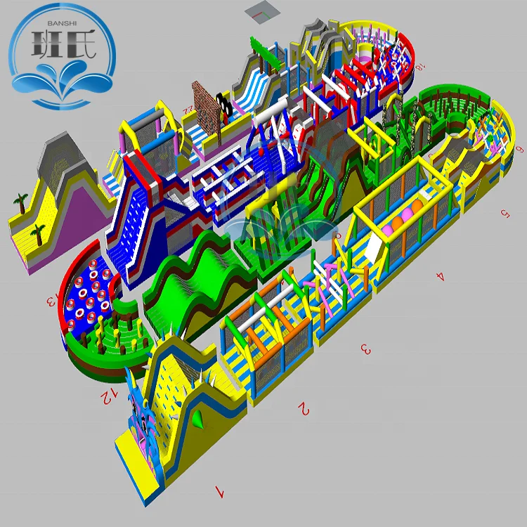 
 Профессиональный производитель игр на открытом воздухе гигантская надувная площадка препятствий 5k с нагнетателем для взрослых  