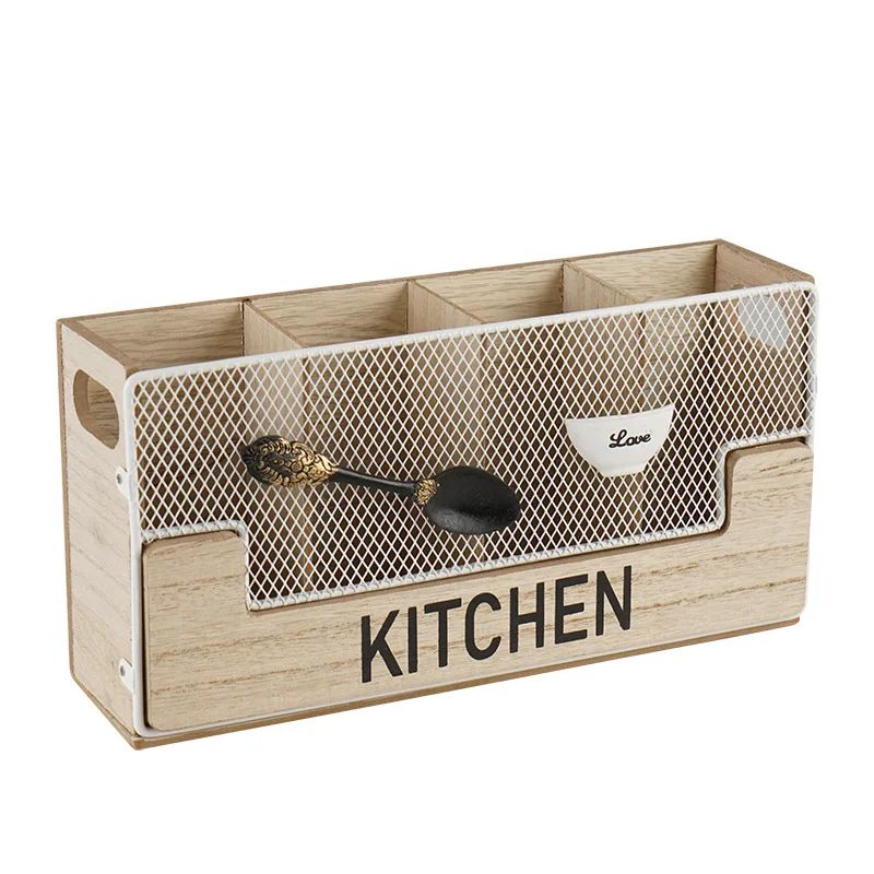 Utensil Holder with 4 Compartments Kitchen Organizer Utensil Caddy Storage Basket Metal Flatware Caddy