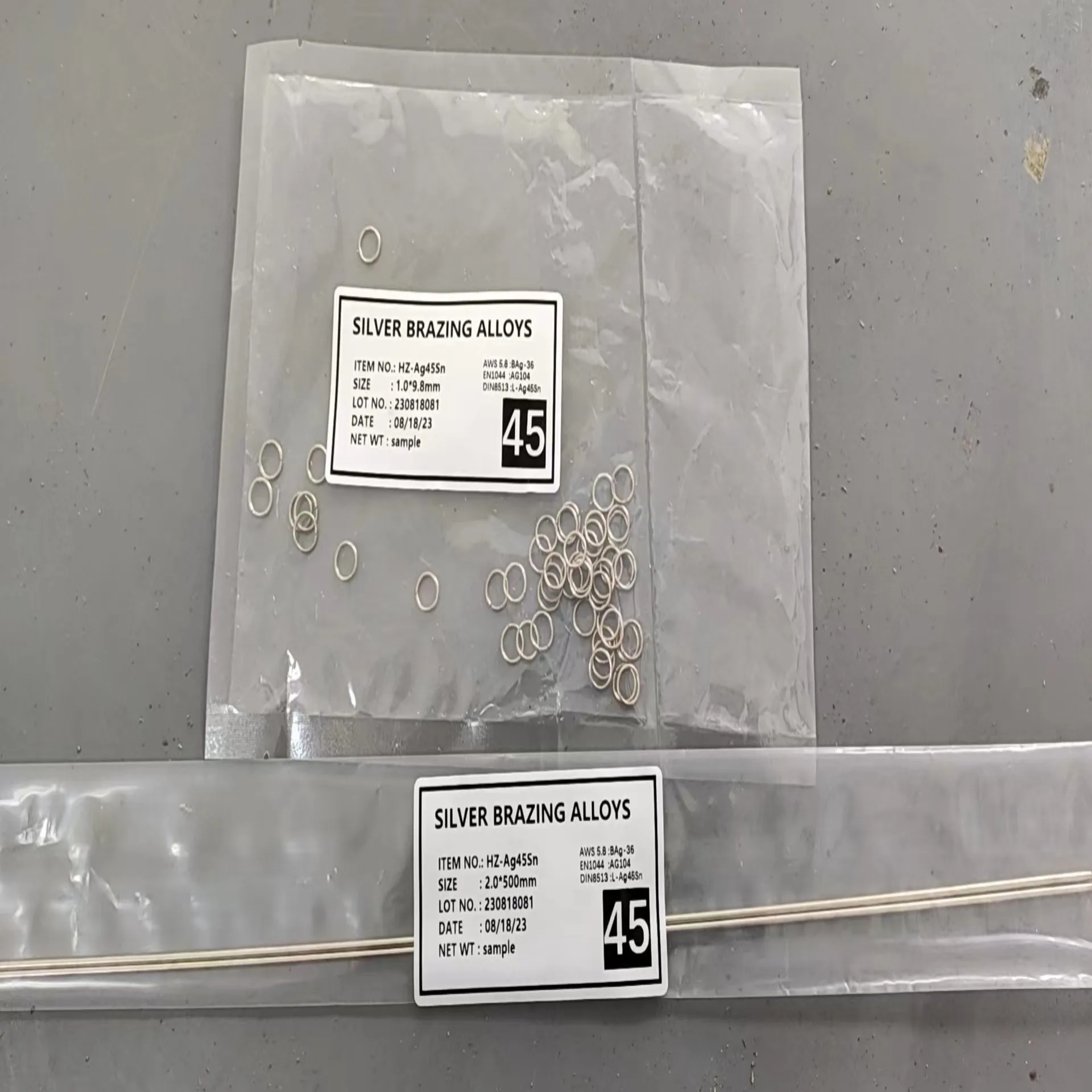 Environmentally Friendly CADMIUM FREE SILVER BRAZING ALLOYS AWS 5.8 BAg-7 DIN 8513 L-Ag56Sn rod 2.5*500mm OEM Available