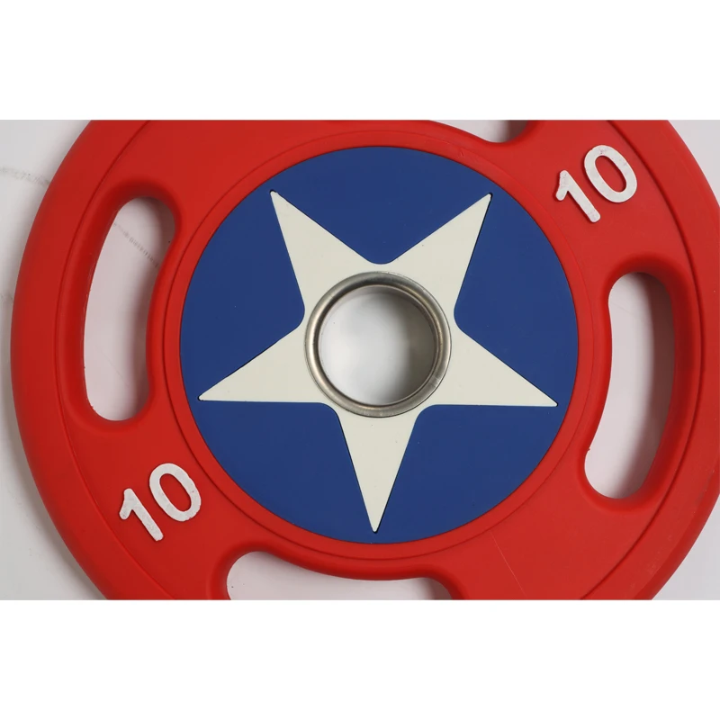 Cast iron PU Captain America Barbell weight plates RED BLUE Home Business Fitness  bench press squats 10kg single plates