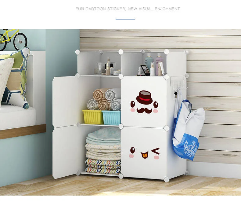Easy Assembly Folding Plastic Wardrobe Clothing Organizer for Dormitory Rental Room or Home Use for Sundry Items
