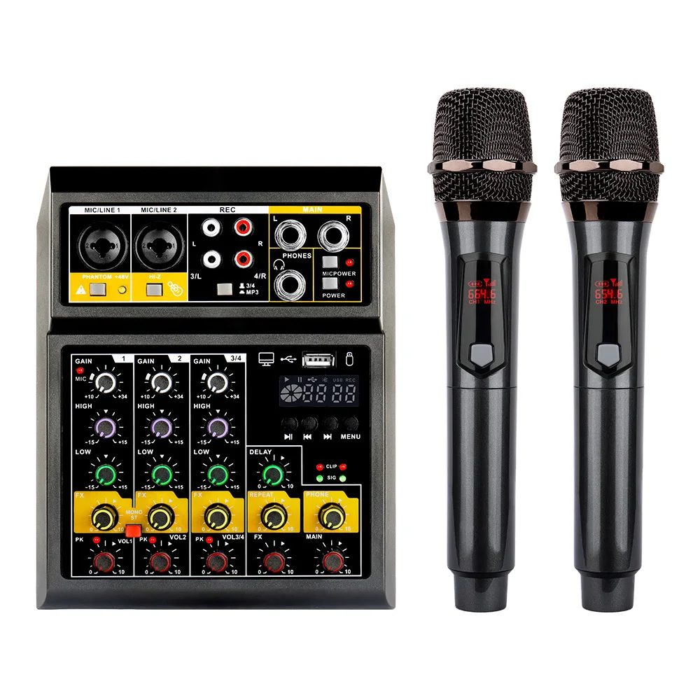 4 Professional Home Studio Recording Equipements Studio Microphone With Mini Audio Mixer