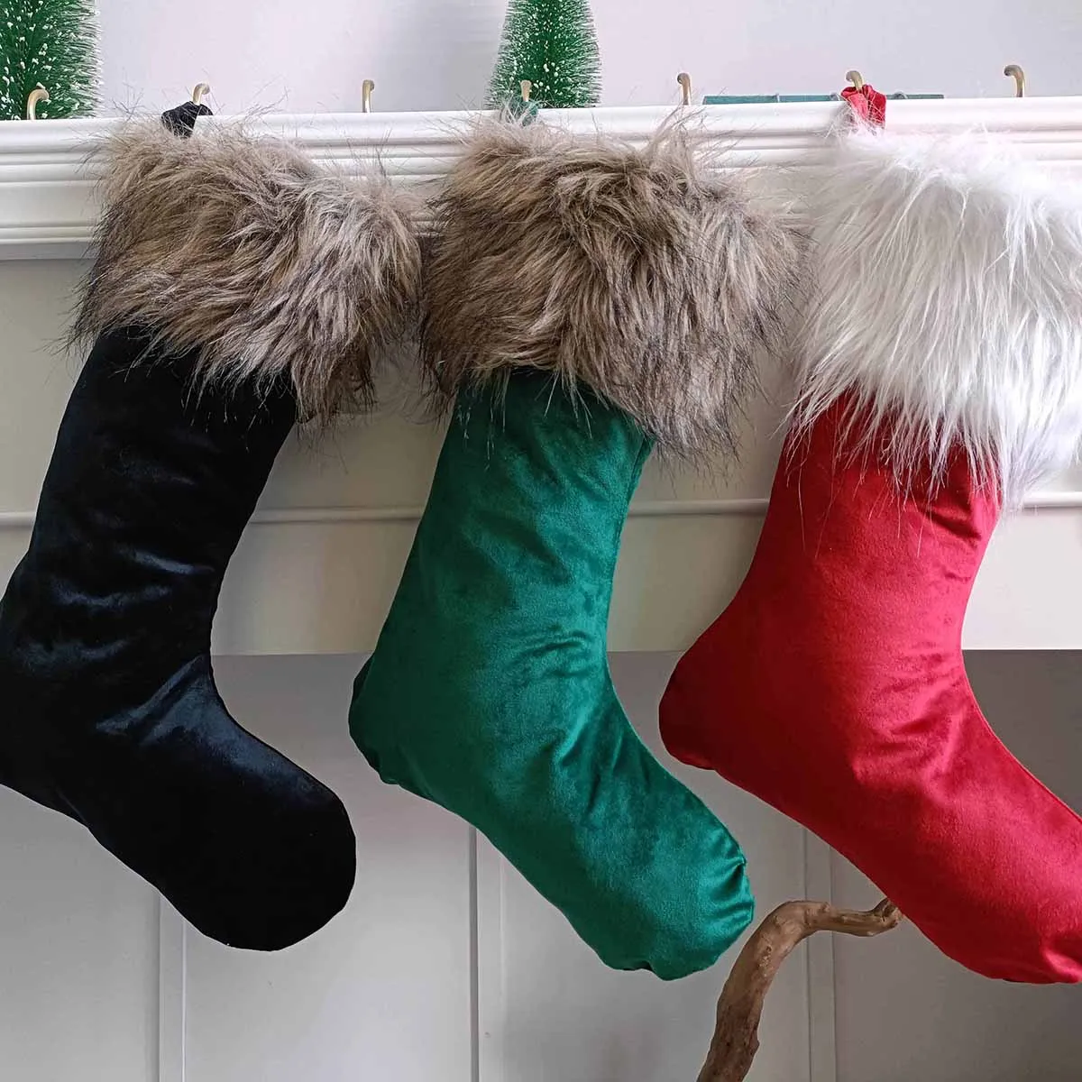 Personalized Faux Fur Trimmed Stocking, Christmas Stocking personalized, Christmas Stocking w name, Christmas home decor