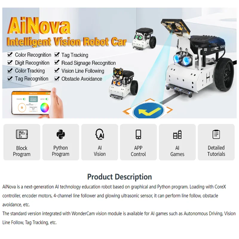 ROS robot smart car JetAuto visual programming SLAM wheat wheel map navigation Jetson Nano artificial intelligence teaching