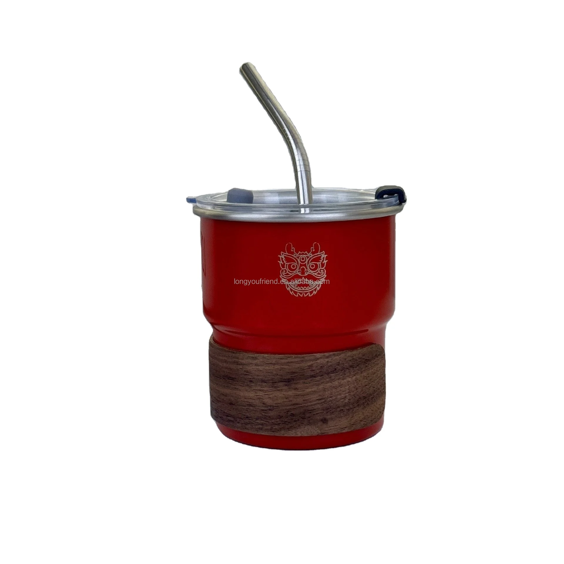 Customizable Logo 304 Stainless Steel Coffee or Beer Cup with Portable Straw and Lid Metal Body