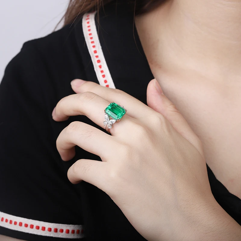 Anster высококачественный лабораторный Выращенный изумруд 6.262ct большой камень 18k золото с пользовательским логотипом дизайн обручальное кольцо