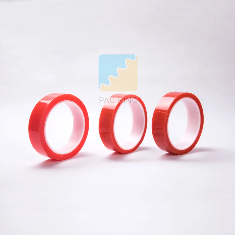 Factory Custom High Temperature Resistance Transparent Adhesive Red Film Double Sided PET Adhesive Tape Jumbo Roll