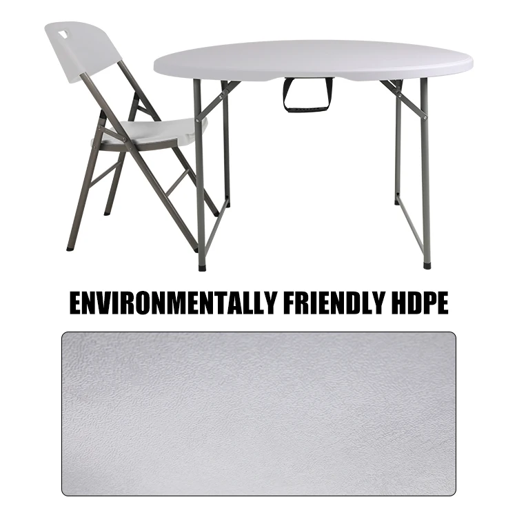 EMERSON Easy Carry Folding Round Table Outdoor Picnic Large Table Plastic Folding Tables