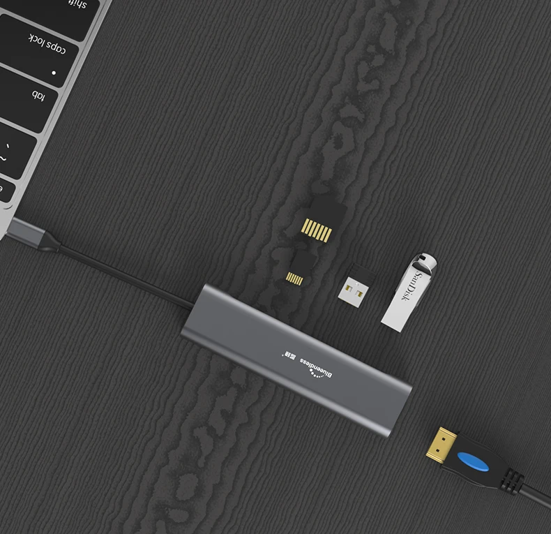  Мини-концентратор 5 в 1 с портом USB и поддержкой Hdtv-карт адаптер для чтения типа C док-станция