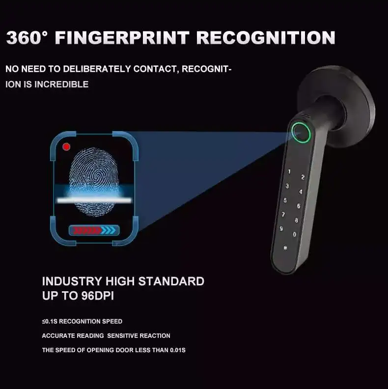 Factory Price Residence Smart Home Door Lock Tuya APP Biometric Fingerprint Password Key Room Door Lock
