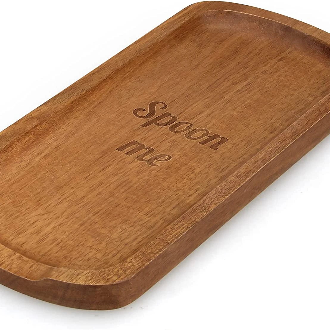 New Design Resin & Acacia Wood with Bark Border Whole sell High Quality Spoon Rest Holder with Tea Spoon