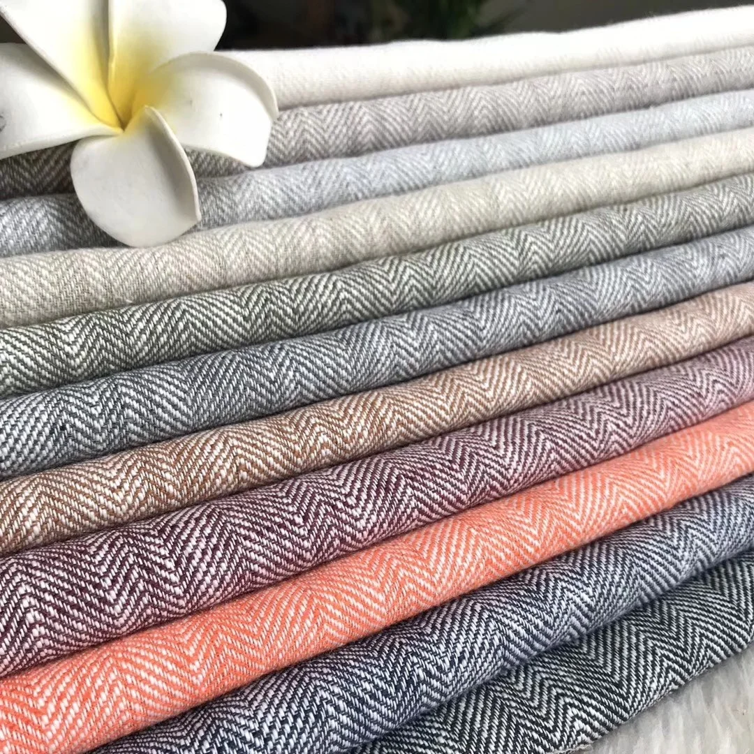 Wear-resistant woven hometextile yarn-dyed tecidos herringbone blend durable viscose linen rayon polyester fabric for clothing