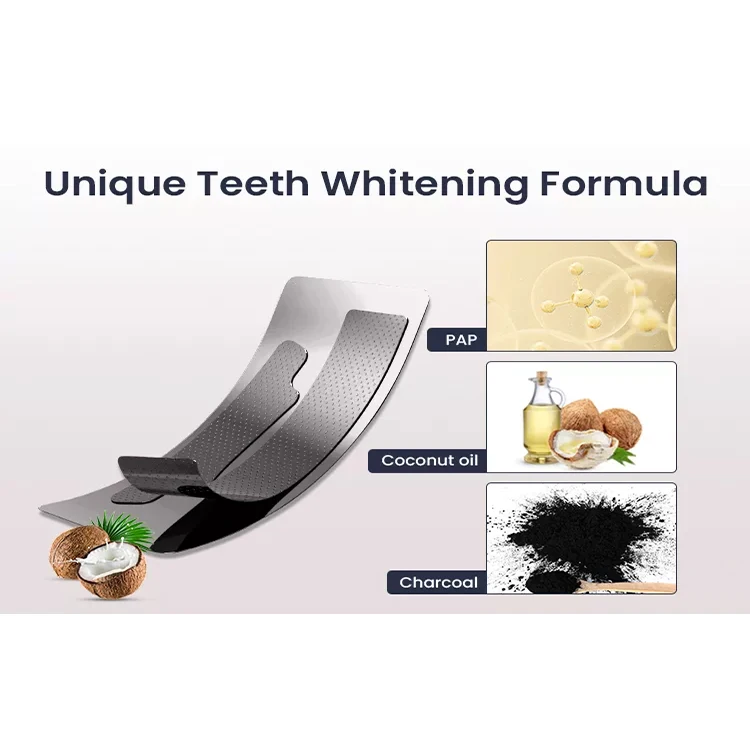 PAP+ Charcoal Whitening Teeth Strips Private Label Professional Whitening Strips for Enhanced Teeth Whitening