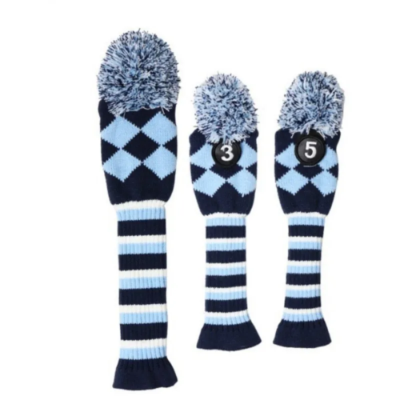 Hot Sale Custom Golf Headcovers 3 Pieces Double Layer Yarn Knitted Golf Head Covers For Other Golf Products