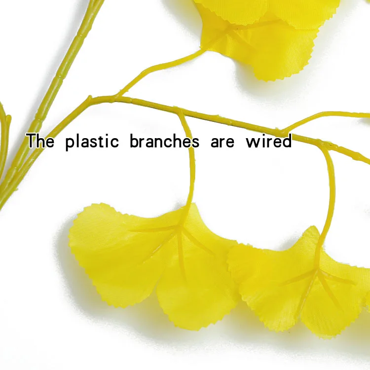 High quality artificial plastic branch ginkgo tree yellow  leaves