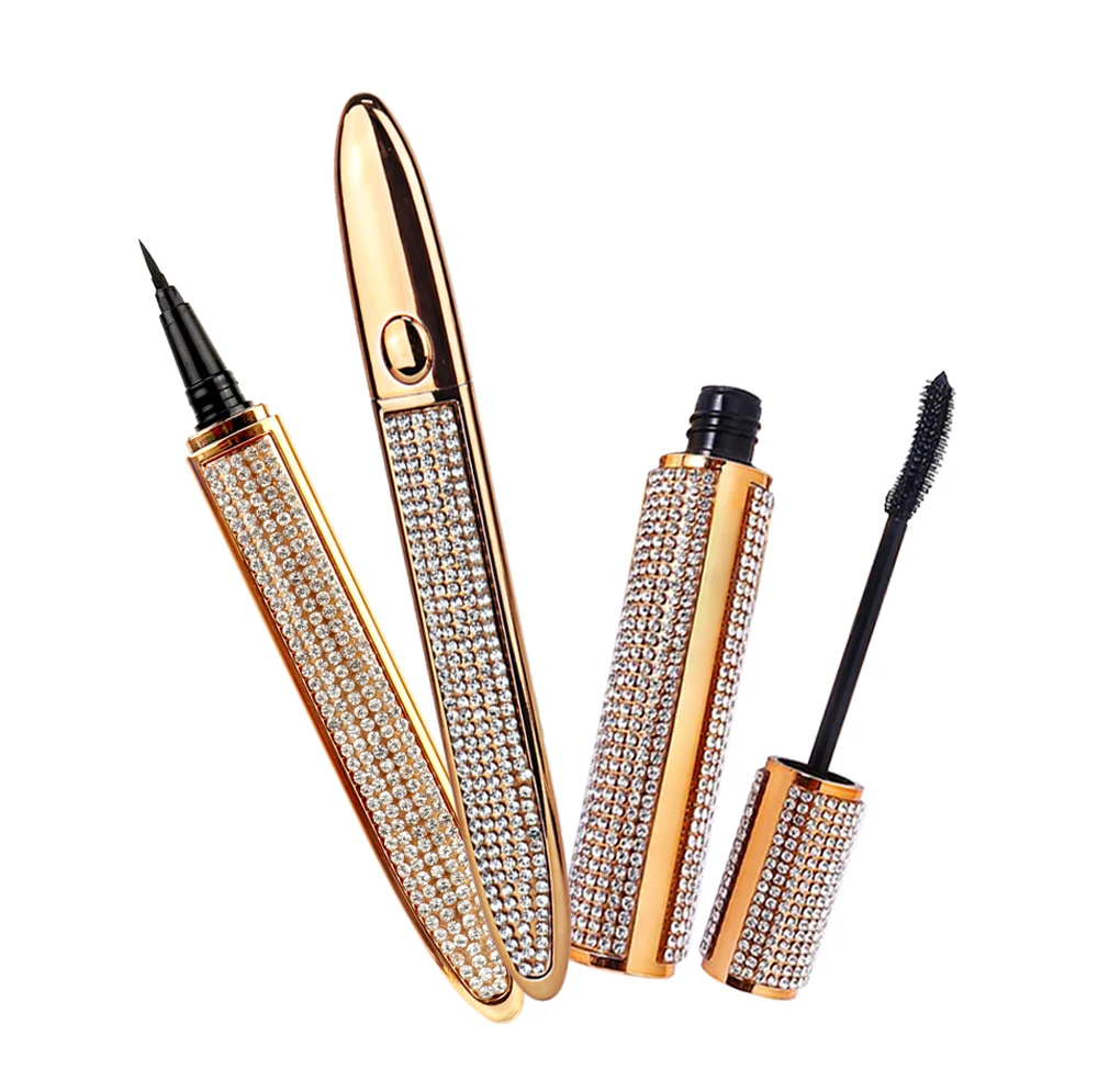 Customized golden shiny eyelash longer mascara crystal popular waterproof liquid eyeliner glue pencil