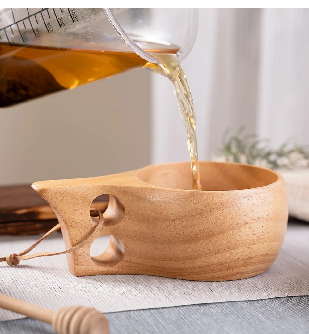 Hotsell Nordic Style Rubber Wood Coffee Cup Camping Bar Tea Milk Wooden Cup Engraved Logo Cup
