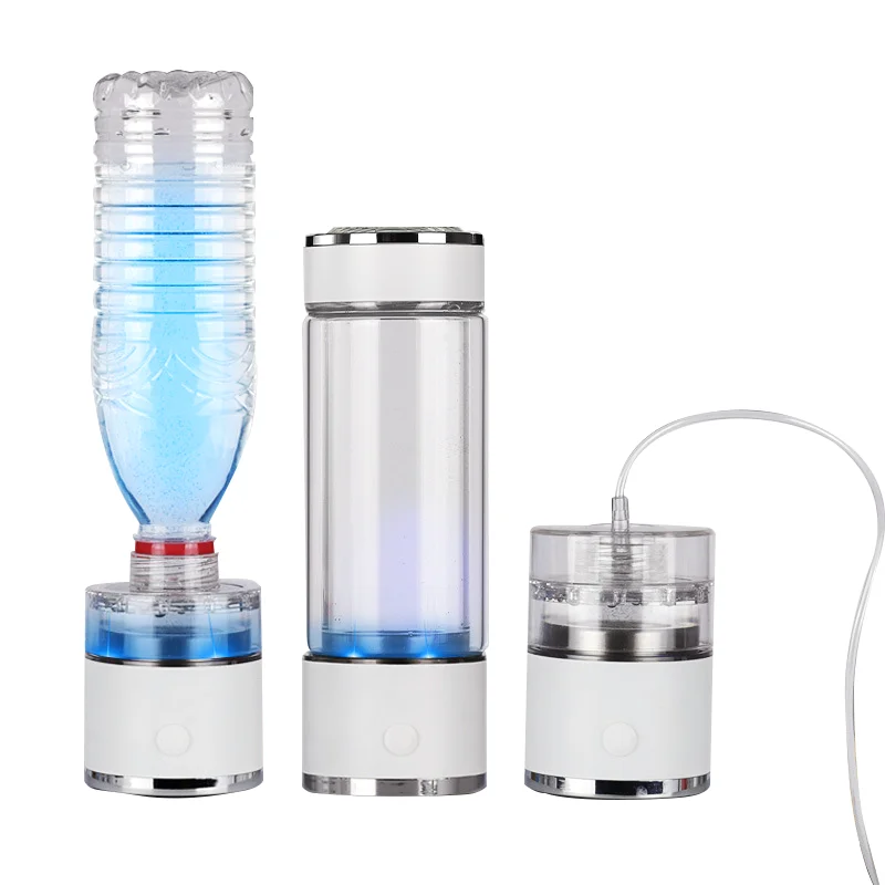 400ML OEM Portable Rechargeable Rich Hydrogen Ionizer SPE PEM Water Glass Absorbable Pure Hydrogen Rich Generator Bottle