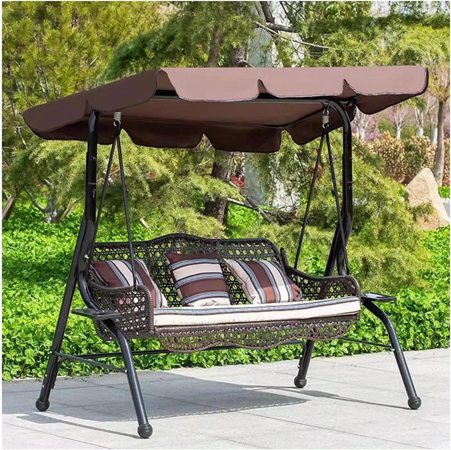 Wholesale Modern Outdoor Furniture Single Seater Metal Frame Patio Rattan Hanging Swing Chairs
