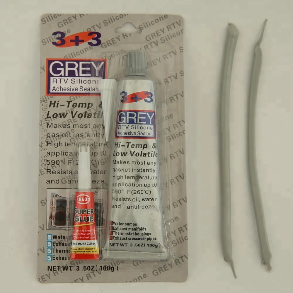 3+3 Car Automotive High Temperature MEGA GRAY Silicon Sealing RTV Silicone Sealant RTV Gasket Maker