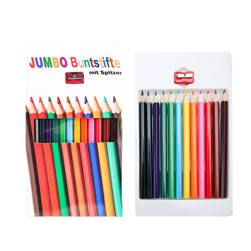 
12 jumbo colored pencils set with sharpener 