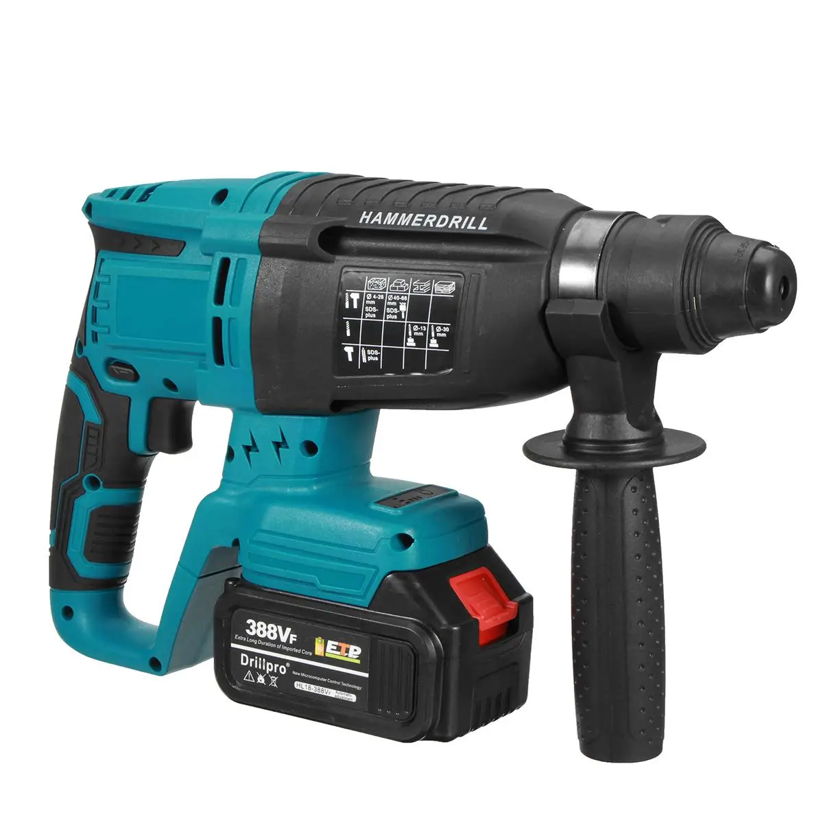 Drillpro 4 функция бесщеточный Буры для беспроводного бурильного молотка дрель перезаряжаемые электрический перфоратор 26 мм Ударная