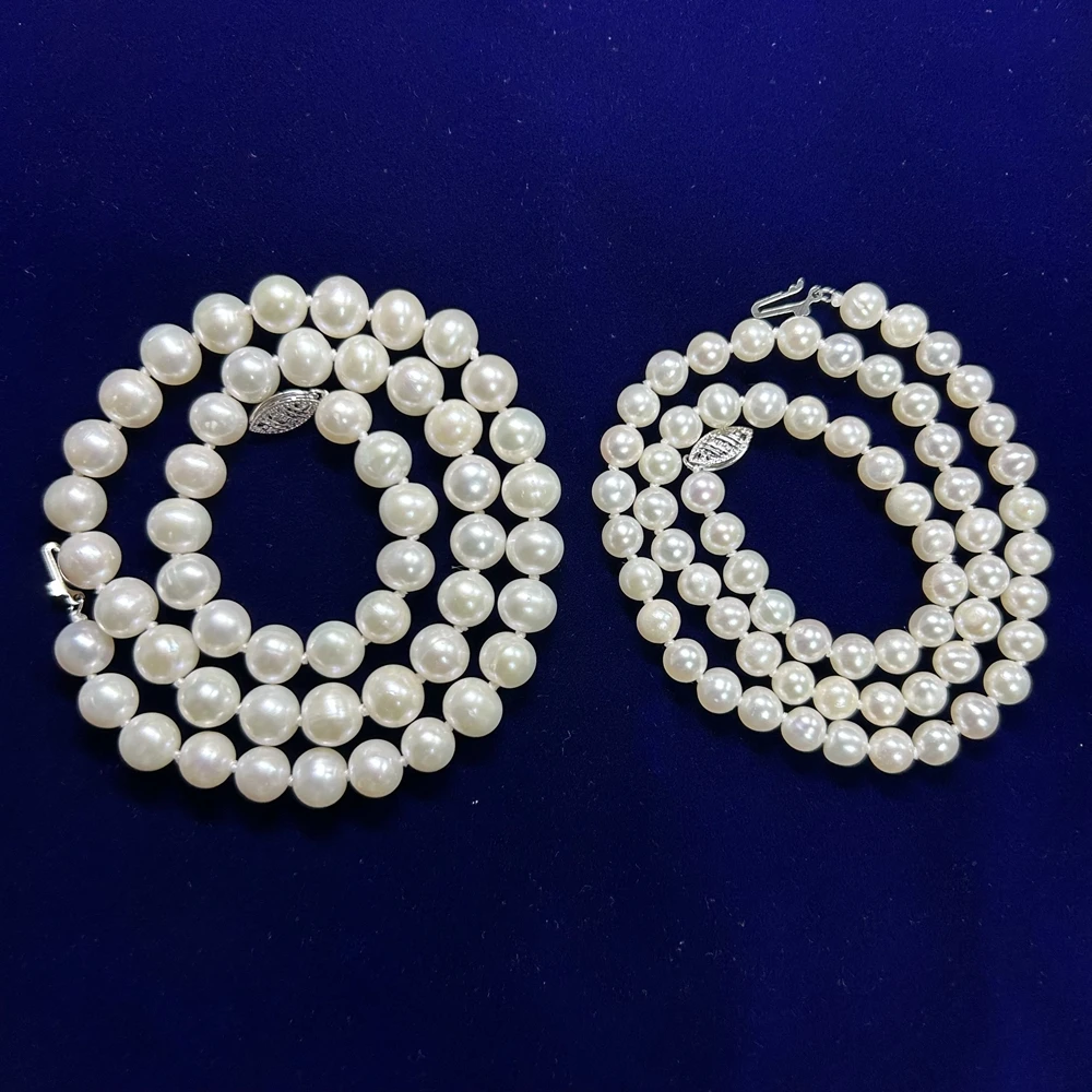 6-9mm Natural White Freshwater Pearls Loose Beads  Akoya 45cm 4A Round Pearl Necklace