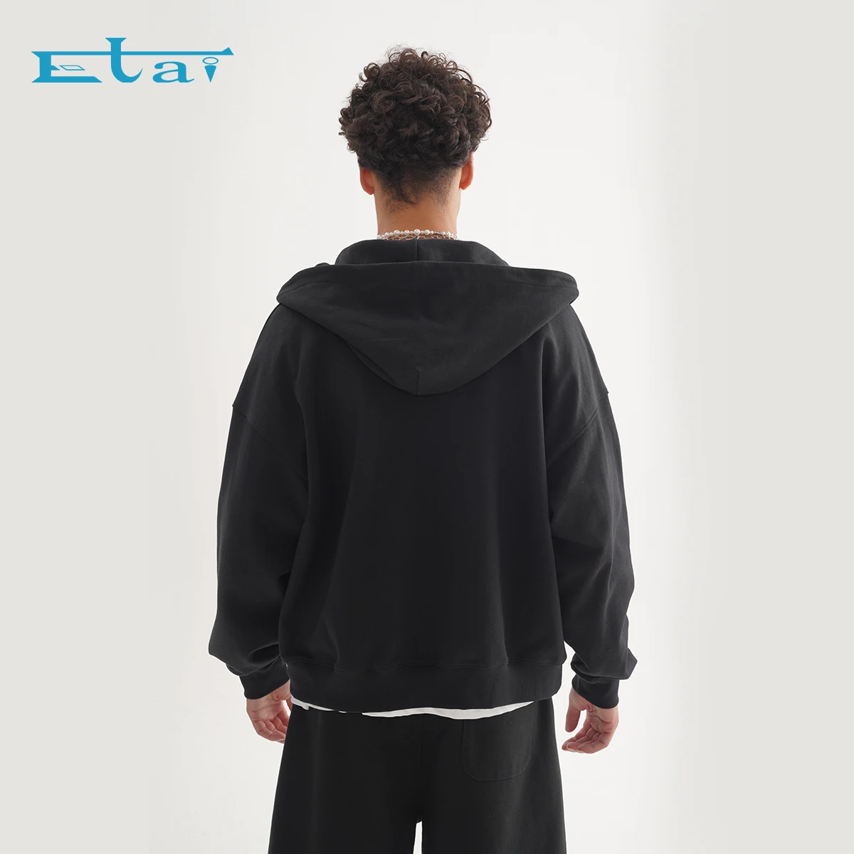 Essentials Hoodies Vintage Unisex Drop Shoulder 100% Cotton 400Gsm Jacket Boxy Zip Up Hoodie With Double Layer Hood Front Pocket