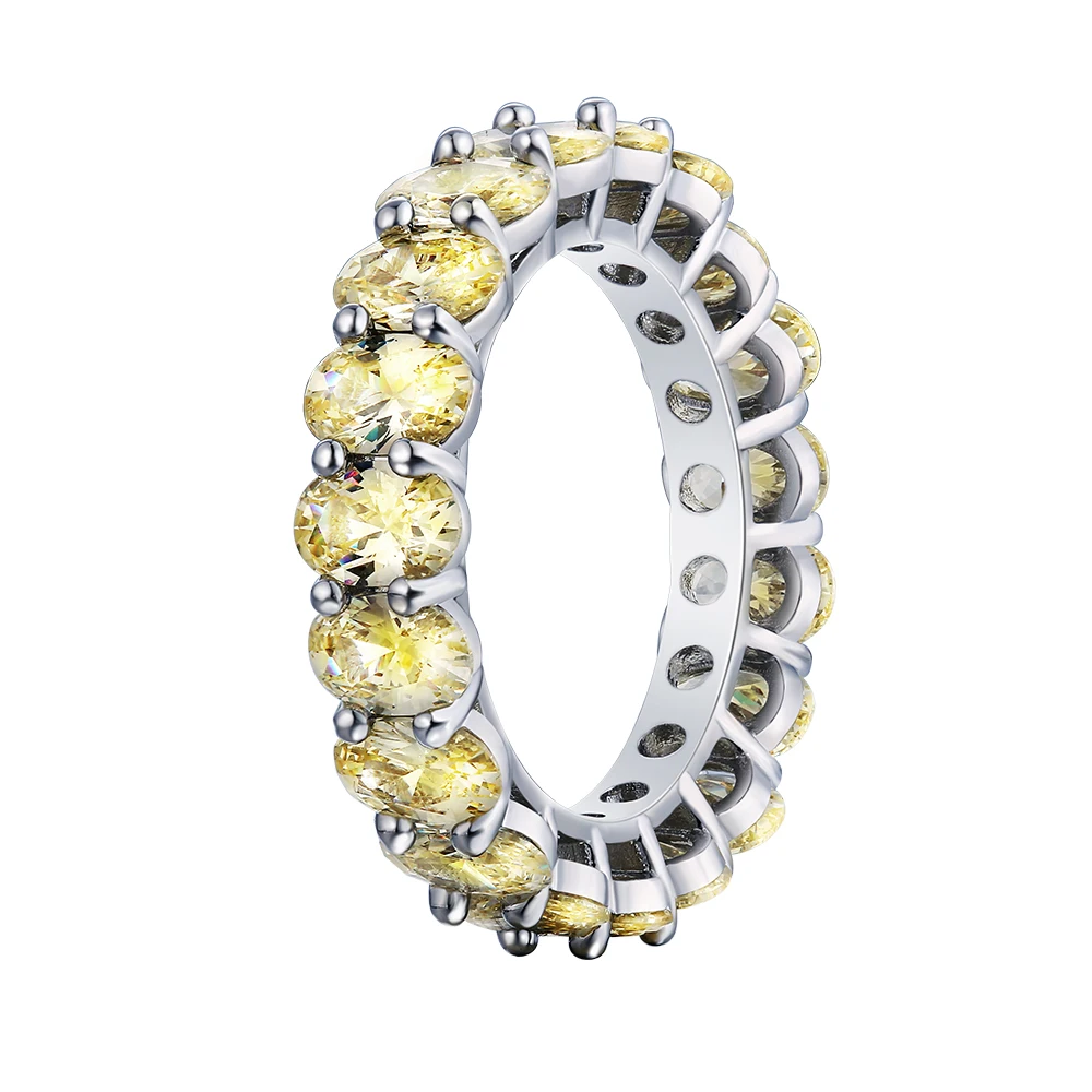 
KRKC 2021 trendy custom handmads women jewelry brass iced out diamond zircon stone CZ tennis geometric oval eternity rings 