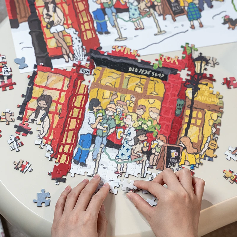 Robotime Rolife Factory wholesale DIY Kit PT006 Welcome to Covent Garden Cardboard 1000 Pieces Jigsaw Puzzles For Adults