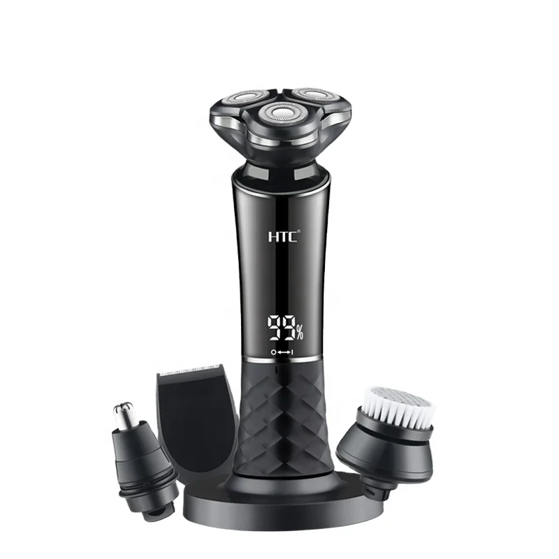 HTC GT-689 IPX6 washable 4 in 1 rechargeable multi-functional LED men beard shaver ear &nose trimmer